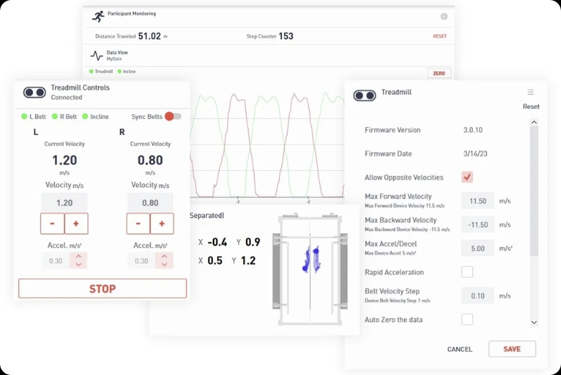 Kinamoto 软件界面 - 跑台控制和数据监测